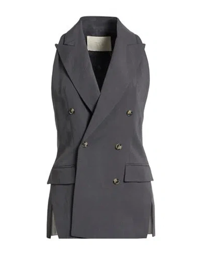 Tela Woman Blazer Grey Size 8 Viscose, Linen In Gray