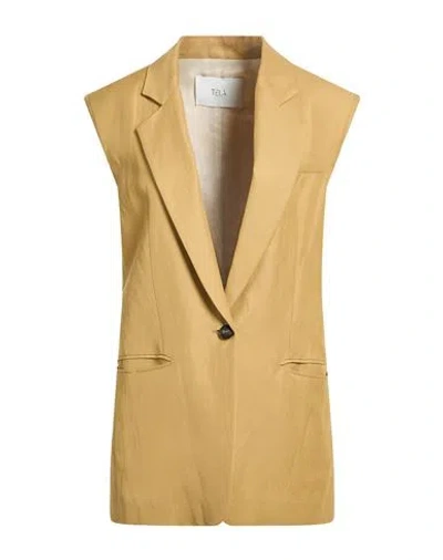 Tela Woman Blazer Mustard Size 8 Viscose, Linen In Neutral