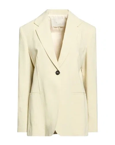Tela Woman Blazer Sage Green Size 6 Viscose, Linen, Elastane In White