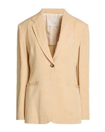 Tela Woman Blazer Sand Size 6 Viscose, Linen, Elastane In Neutral