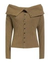 Tela Woman Cardigan Military Green Size M Mohair Wool, Viscose, Polyamide, Cashmere In Green