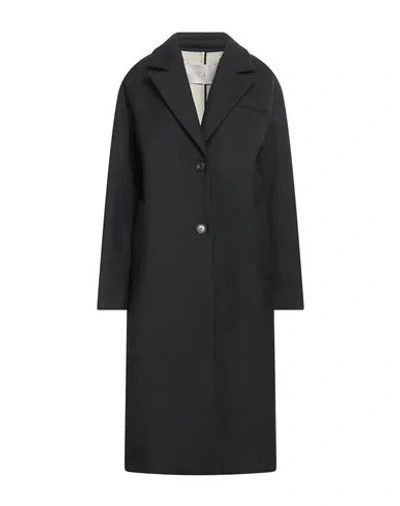 Tela Woman Coat Black Size 6 Polyester, Virgin Wool, Elastane