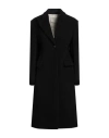 Tela Woman Coat Black Size 8 Virgin Wool, Polyamide In Black
