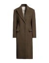 Tela Woman Coat Sage Green Size 8 Virgin Wool, Polyamide In Sage Green