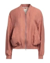 Tela Woman Jacket Rust Size Xs Linen, Viscose, Polyamide In Red
