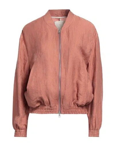 Tela Woman Jacket Rust Size Xs Linen, Viscose, Polyamide In Red