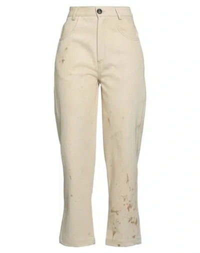 Tela Woman Denim Pants Beige Size 8 Cotton