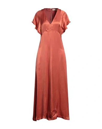 Tela Woman Maxi Dress Rust Size 6 Cupro In Red