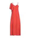 Tela Woman Maxi Dress Tomato Red Size 8 Silk In Tomato Red