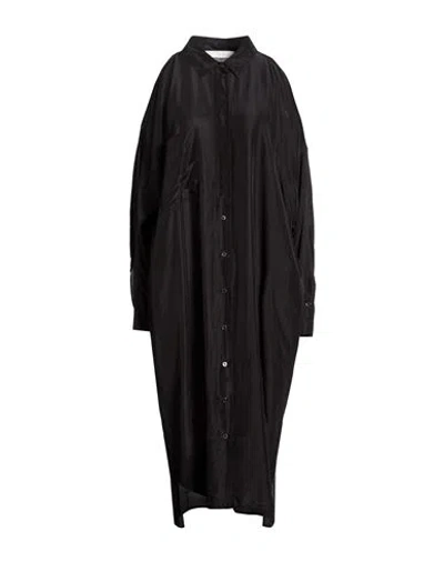 Tela Woman Midi Dress Charcoal Size 10 Silk In Black