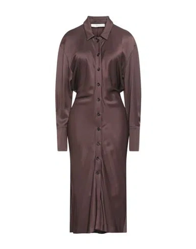 Tela Woman Midi Dress Cocoa Size 6 Viscose, Wool In Brown