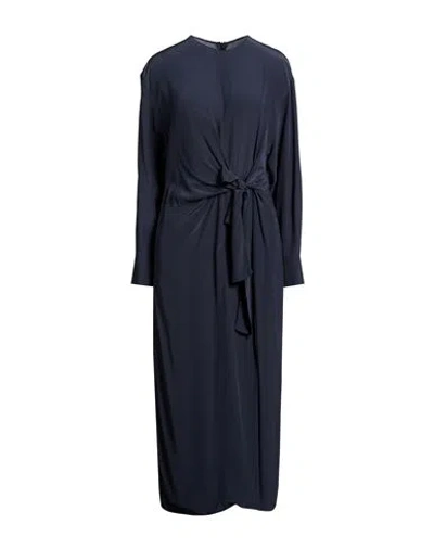 Tela Woman Midi Dress Navy Size 6 Viscose In Blue