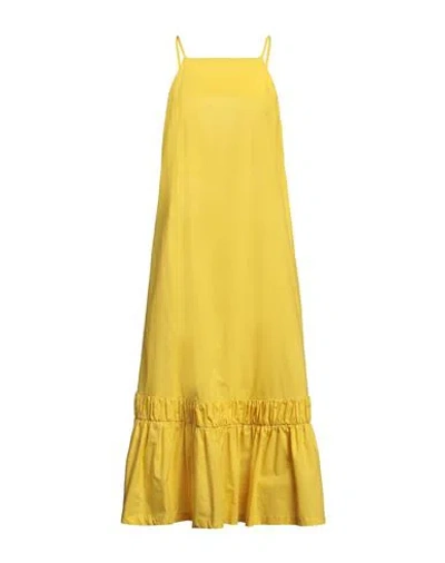 Tela Woman Midi Dress Yellow Size 6 Cotton