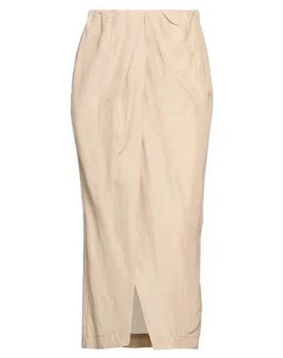 Tela Woman Midi Skirt Beige Size 2 Cupro, Tencel