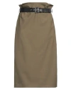 Tela Woman Midi Skirt Military Green Size 10 Polyester, Virgin Wool, Elastane In Green