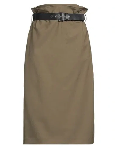 Tela Woman Midi Skirt Military Green Size 10 Polyester, Virgin Wool, Elastane