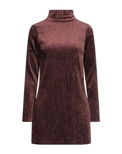 Tela Woman Mini Dress Cocoa Size 6 Cotton, Viscose, Elastane In Brown