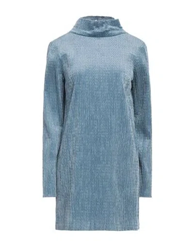 Tela Woman Mini Dress Pastel Blue Size 10 Cotton, Viscose, Elastane