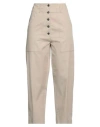 Tela Woman Pants Beige Size 8 Cotton, Elastane