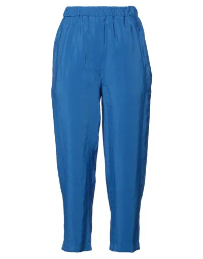 Tela Woman Pants Bright Blue Size 8 Lyocell, Linen