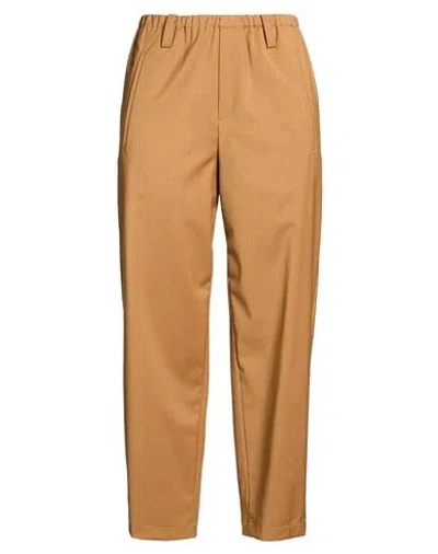Tela Woman Pants Camel Size 10 Polyester, Virgin Wool, Elastane In Brown