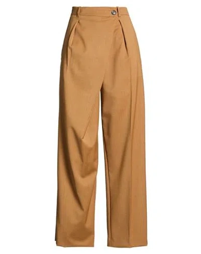 Tela Woman Pants Camel Size 6 Polyester, Virgin Wool, Elastane In Brown