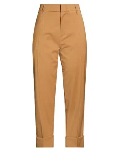 Tela Woman Pants Camel Size 6 Polyester, Virgin Wool, Elastane In Brown