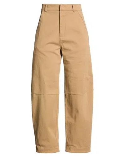 Tela Woman Pants Camel Size 8 Cotton, Elastane In Brown
