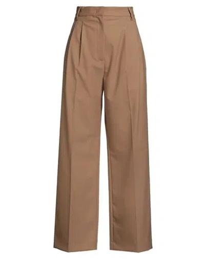 Tela Woman Pants Camel Size 8 Polyester, Virgin Wool, Elastane In Sand