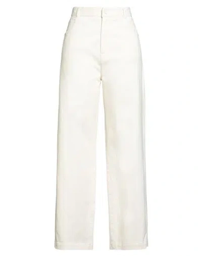 Tela Woman Pants Cream Size 8 Cotton, Elastane In White