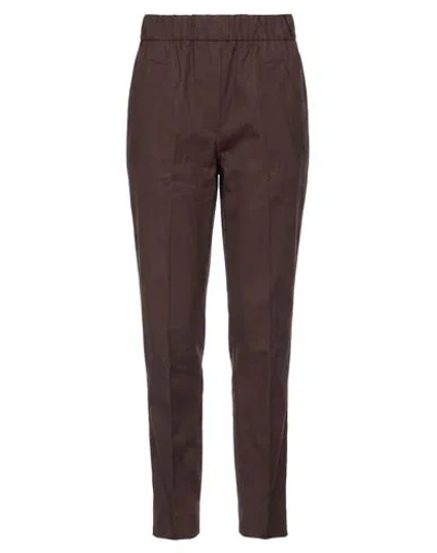 Tela Woman Pants Dark Brown Size 6 Cotton, Elastane