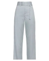 Tela Woman Pants Grey Size 10 Cotton, Polyamide, Linen