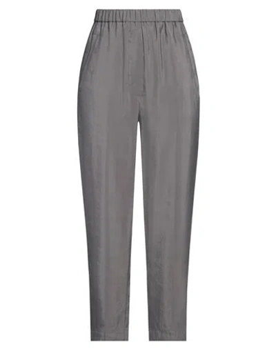 Tela Woman Pants Grey Size 8 Lyocell, Linen