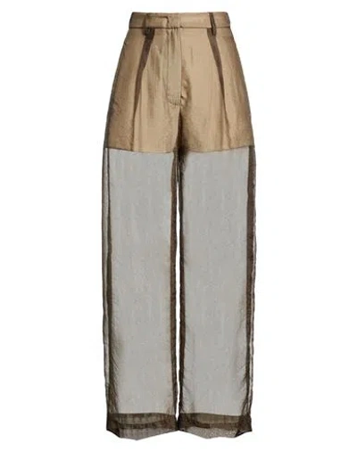 Tela Woman Pants Khaki Size 4 Polyester, Polyamide In Brown