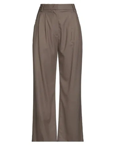 Tela Woman Pants Khaki Size 4 Polyester, Virgin Wool, Elastane In Brown