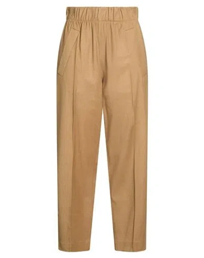 Tela Woman Pants Khaki Size 8 Virgin Wool, Elastane In Brown