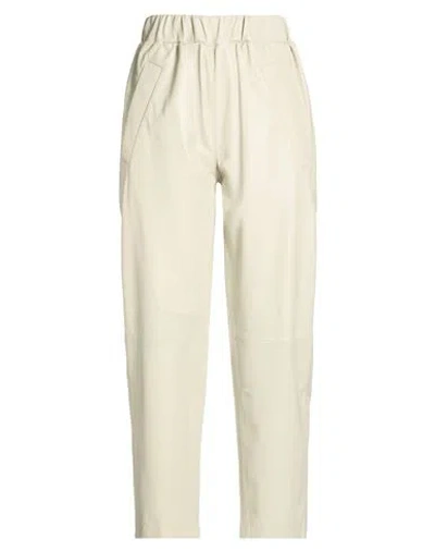 Tela Woman Pants Light Grey Size S Leather In Neutral
