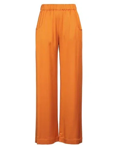 Tela Woman Pants Orange Size 4 Viscose, Wool