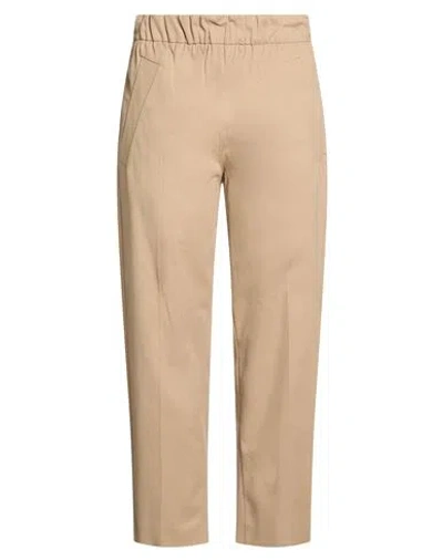 Tela Woman Pants Sand Size 10 Cotton, Elastane In Beige