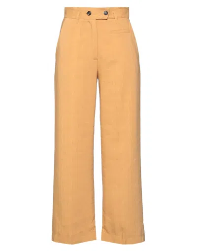 Tela Woman Pants Sand Size 10 Viscose, Linen, Elastane In Beige
