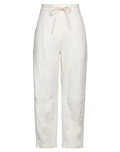 Tela Woman Pants White Size 8 Cotton, Linen