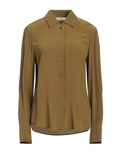 Tela Woman Shirt Khaki Size 8 Viscose In Beige
