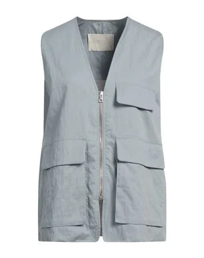 Tela Woman Tailored Vest Light Grey Size 6 Cotton, Polyamide, Linen