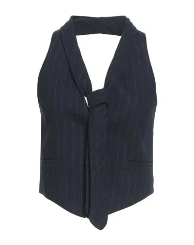 Tela Woman Tailored Vest Midnight Blue Size 6 Wool, Polyester, Polyamide