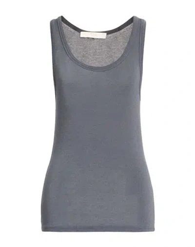 Tela Woman Tank Top Grey Size M Viscose, Virgin Wool, Cashmere, Elastane In Gray