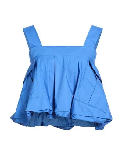 Tela Woman Top Bright Blue Size 6 Cotton