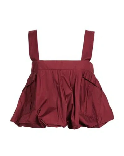 Tela Woman Top Burgundy Size 8 Cotton In Red
