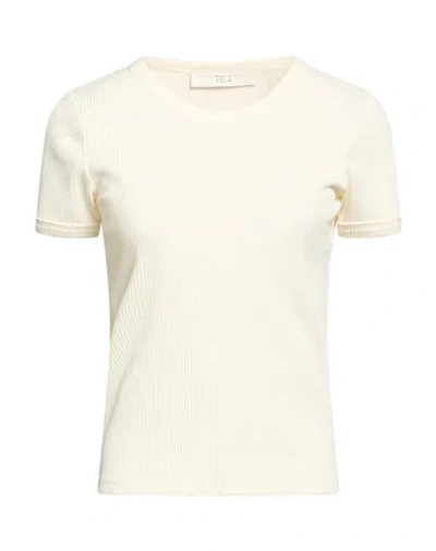 Tela Woman T-shirt Cream Size S Cotton, Polyester In White