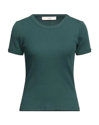 Tela Woman T-shirt Dark Green Size Xs Cotton, Polyester
