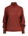 Tela Woman Turtleneck Brown Size M Wool, Acrylic In Burgundy